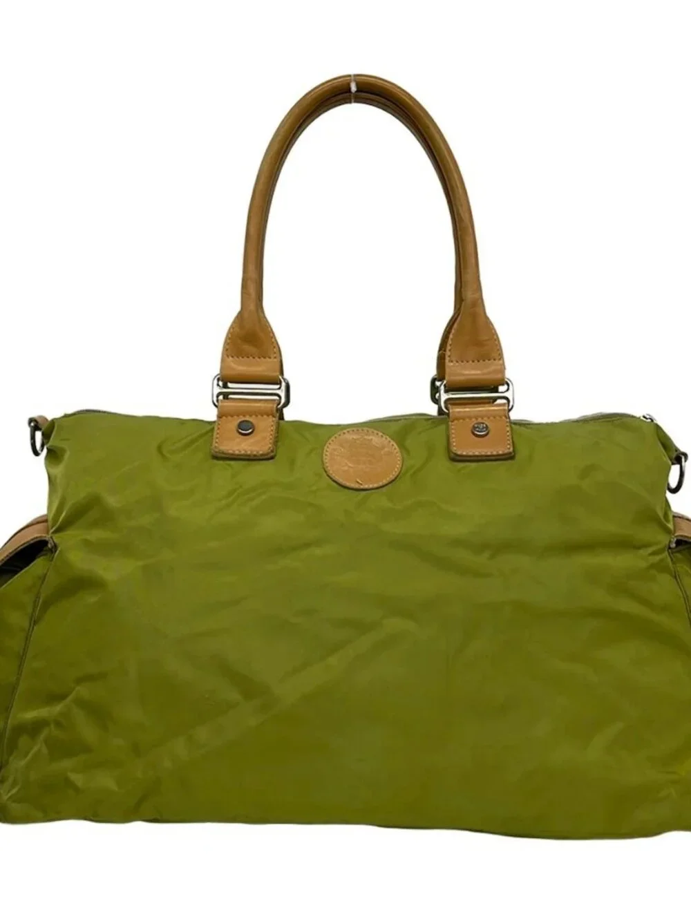 OROBIANCO Yellow Green Light Brown Nylon Leather Shoulder Bag
